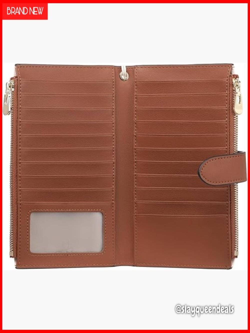 Slim Leather RFID Wallet with Wrist Strap, 20 Card Slots, Zipper Pockets